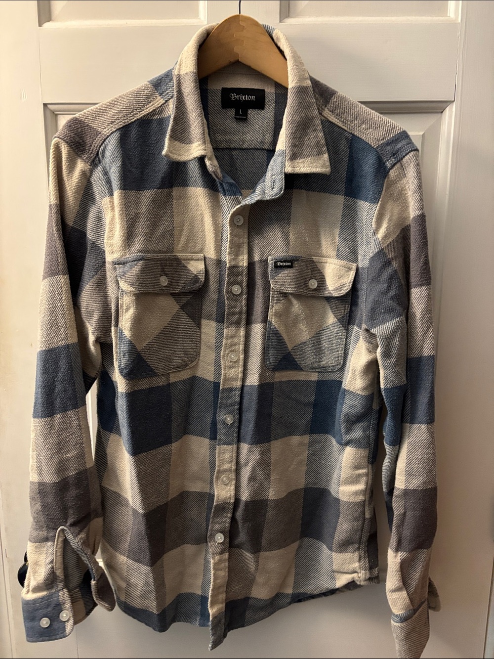 Brixton Men's Plaid button down  in Blue and Cream